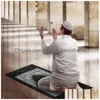 Carpets Islamic Prayer Rug Portable Braided Mat Zipper Compass Blankets Travel Pocket Rugs Muslim Worship Fy4602 Drop Delivery Home Ga Dhkfw