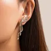 Stud Earrings Retro Liquid Tassel Zircon Bow For Women Fashion Jewelry Light Luxury Minimalist Accessories