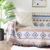 Dzianinowa sofa okładka boho dekoracje dwustronna koc inssel Tassel do domu bawełnianego łóżka na łóżku w kratę na kanapie 240229