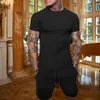 Men's solid color shorts short sleeve suit T-shirt sport suit men's thin summer two-piece set