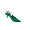 Women Summer Shoes Fashion Pointed Toe Stiletto Medium Heel High Heels Women Back Empty Toe Sandals Green Womens Shoes 240229