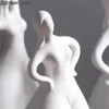 Objetos decorativos Estatuetas Cerâmica dançando estátua de menina branco abstrato Ballet movimento dança Mulher gorda Enfeites de artesanato de cerâmica Decoração de casaL240306