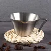 Cafeteras de acero inoxidable, taza medidora de Espresso con mango, boquilla en forma de V, accesorios profesionales de cocina para el hogar