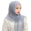 Этническая одежда с бисером, эластичная сетка, элегантный женский мусульманский хиджаб, Малайзия, исламская арабская шаль, тюрбан, сплошной цвет, повязка на голову, платок на голову