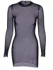 Set LW SXY Slim Plain Crew Neck Mini Black Dresses See Through Bodycon Stretchy Wrapped Skirt Long Sleeve Bikini Coverup