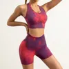 Sömlös Tiedye Yoga Set Sports Fitness High midja HIP Raise Trousers Beauty Back Bh Suits Workout Gym Leggings Set for Women 240228
