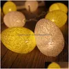 Party Decoration Battery Powered Easter Led Cotton Eggs Light String Colorf Egg Lights Wedding Xmas 5 Length Drop Delivery Home Gard Dhdak
