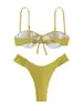 MYBFYABO Tweedelige Badpak voor Vrouwen Zomer Zwemmen Bikini Sets Geplooide Bh Lage Taille Slips Panty 2 Badpakken 240223