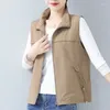 Gilet da donna Gilet Casual 2024 Primavera Autunno Colletto alla coreana Cappotto senza maniche Gilet femminile coreano in puro colore