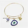 Pulseras con dijes Venta al por mayor Pulsera de mal de ojo Hamsa Mano de protección Brazalete para sus mujeres Día de la madre Joyería Regalos Entrega de gota Dho3D