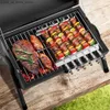 BBQ-grills Draagbare houtskoolgrill, desktop buitenbarbecue, roker, kleine barbecue voor buiten koken, picknicken in de achtertuin Q240305