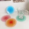 Gradient Acrylic Coasters INS Anti-slip Round Cup Pad Dining Table Placemat Cafe Desktop Decor Ornaments Kitchen Bowl Mats 0306