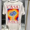 T-shirts Men's T Brand Designer Tees Rainbow Mushroom Letter Print Short Sleeve Tops Cotton Loose Men Casa Blanca Women Shirt JHVD