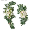 Decorative Objects Figurines Wedding Decoration Set Artificial Flower Rose Peony Wedding Home Decoration Guest Card Decoration Wedding Arch DecorL240306