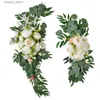 Dekorativa föremål Figurer Bröllopsdekoration Set Artificial Flower Rose Peony Wedding Home Decoration Gästkort Decoration Wedding Arch Decorl240306