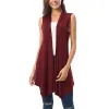 Cardigans Femmes Sans Manches Drapé Ouvert Devant Cardigan Gilet Ourlet Asymétrique Hauts Dames Décontracté Lâche Vintage Longs Cardigans Vêtements Féminins