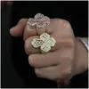Band Rings Arrive Cross Finger Ring Iced Out Cubic Zircon Prong Setting Cz Fashion Luxry Men Boy Hip Hop Jewelry Drop Delivery Dhcap