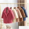 Clothing Sets 2022 Winter Fashion Girls Faux Fur Coat Teddy Bear Long Jackets And Coats Thicken Warm Parkas Kids Outerwear Clothes D7 Dhota