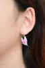 Boucles d'oreilles pendantes série romantique en émail, argent sterling 925, motif papillon rose, plaqué or, pour femmes