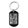 Nyckelringar rostfritt stål nyckelar väska charm Black Lives Matter Women Pendant Halsband Keychain Ring Tillbehör Män mode BLM CAR DHIKZ