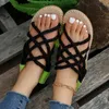 Sandalen Sommer Einfache Hausschuhe Frauen Stroh Boden Flache Seil Lässige Mode Strand Boho Stil Cross Strap Flip-Flops Schuhe