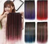 Extensions de cheveux synthétiques à clips de 22 pouces, trames lisses en soie à haute température, décolorées et teintées, MR5SH014581030