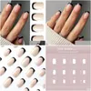 Faux ongles 24pcs Conseils d'ongles Faux Nials DIY Manucure Court Carré Bord Noir Français Drop Livraison Santé Beauté Art Salon Dhdth