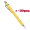 100 pcslot bamboo ballpoint pen 스타일러스 접촉 사무용 학교 공부 펜 쓰기 giftsblue 잉크 240229
