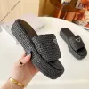 Chinelos preto natural crochê tecido flatform sandálias chinelos tecido plataforma mula mulheres casual chunky bottom slide verão praia flip flops sola de borracha