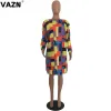 Vestido VAZN verano Aletter traje de baño de lujo Casual caliente Popular Oficina moda joven geométrico manga larga mujeres vestido largo hasta la rodilla