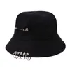 Шляпа-ведро унисекс, складная шапка для охоты и рыбака, уличная кепка, крутая кепка с железным кольцом для девочек и мальчиков, рыбацкая шляпа в стиле хип-хоп, однотонная уличная хлопковая шляпа от солнца292d