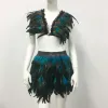 Sukienki puszysty festiwal festiwalu z piórami Rave stroje seksowne backless top + mini tutu spódnica boho haruku nocny klub imprezowy 2 sztuki zestawy