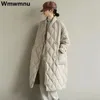 Trench da donna Argyle Plaid Piumino di media lunghezza in cotone Parka spesso coreano Oversize 100 kg Giacca imbottita invernale Vintage Chaqueta da donna