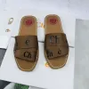 Famous designer fashion sandals wooden flat shoes canvas casual home shoes with box and shopping bag