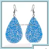 Dangle Chandelier Dangle Chandelier Boucles d'oreilles Bijoux 12 Styles Bohême Goutte d'eau En Cuir Pour Femmes Paillettes Pu Saint Valentin Mode Dhlwx