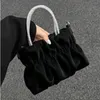 Rhinestone Portable Shoulder Bag Female Summer Ladies Party Pleated Cloud Chain Crossbody Solid Color Evening Bags 240223