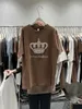 Kvinnors t-shirt Yudx Luxury Crown Diamond Autumn Winter Basic Tee Thicken Sliping Mid-Long Loose Pullover Top Casual Short Sleeve Cotton T-Shirt J240224 J240309