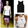 Été Femmes Tops Tees Crop Top Broderie Sexy Épaule Noir Débardeur Casual Sans Manches Dos Nu Top Chemises De Luxe Designer Solid Gilet Coton Jersey Blanc