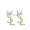 Stud Stud Letter Wang atmosfäriska örhängen cool Korea Ny enkel personlighet Ins Online Celebrity Ear Jewelry J 240306