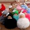 Fluffy dormir bébé porte-clés 8 cm boule en peluche poupée mignonne en métal doré boule souple Pom porte-clés anneau pour sac de voiture mode Boutique Acces3118833