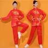 Partihandel ny kinesisk stil män kvinnor broderad drake kung fu kostym tai chi wushu uniform utomhus sport långärmare jacka byxor uppsättningar