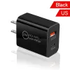 Chargeur domestique PD 18W 5V 3A, Standard ue US UK, type-c QC3.0, double Port, adaptateur de charge rapide, prise de charge LL