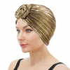 Vêtements ethniques Brillant Turban Femmes Musulman Hijab Noeud Chemo Cap Plissé Glitter Perte De Cheveux Couverture Foulard Wrap Bonnets Bonnet Chapeau Chapeaux