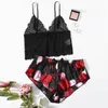 Bras Sets Love Women's Underwear Splicing Suit Printed Fun Lace Sexy Two-piece