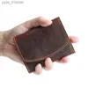 Pinces à billets Vintage petit portefeuille pour hommes haut en cuir de vache portefeuille court avec fermeture éclair poche à monnaie solide en cuir véritable organisateur portefeuilles L240306