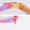 Macaron-Hundehalsband für Welpen, personalisierbar, mit Gravur, Regenbogenfarbenes Baumwollgewebe für große, mittelgroße und kleine Heimtierbedarfszubehörteile 240226