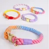 Macaron-Hundehalsband für Welpen, personalisierbar, mit Gravur, Regenbogenfarbenes Baumwollgewebe für große, mittelgroße und kleine Heimtierbedarfszubehörteile 240226
