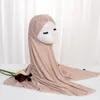 Ethnic Clothing Beautiful Muslim Hijab Solid Color Turban With Stone Abaya Hijabs For Woman Jersey Scarf High Quality Islamic Instant Shawl