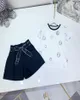 designer kids casual t shirt shorts sets childrens suit white color brand girls flower printing autumn clothing cotton tees size 3801837