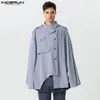Men Cloak Coats Lapel Loose Solid Color Button Streetwear Casual Male Ponchos Cape Fashion Irregular Trench S-5XL INCERUN 240228